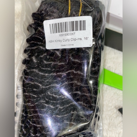 Brand New 16” clip in human hair extensions, kinky curly natural black - Picture 4 of 7